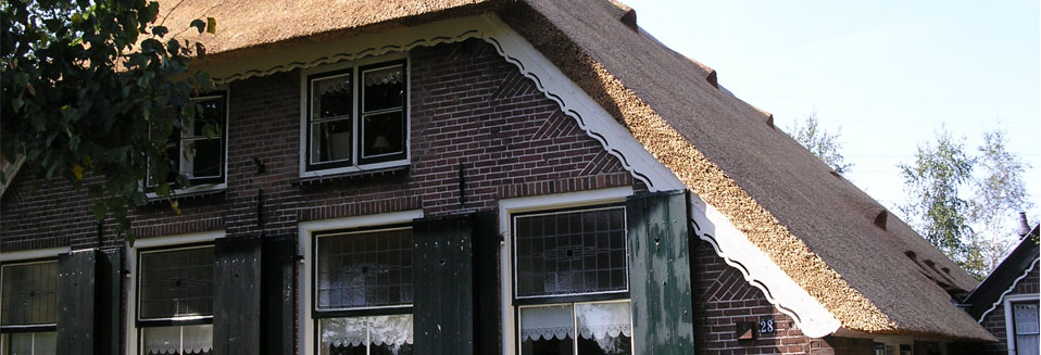Rietdekkersbedrijf Van Drie en Vliek__Boerderij groene luiken rieten dak